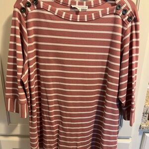 Jane and Delancey Rose and Cream Buttoned Tunic